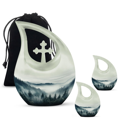 10-inch Wilderness Urn with Cross Drop design, aluminium 