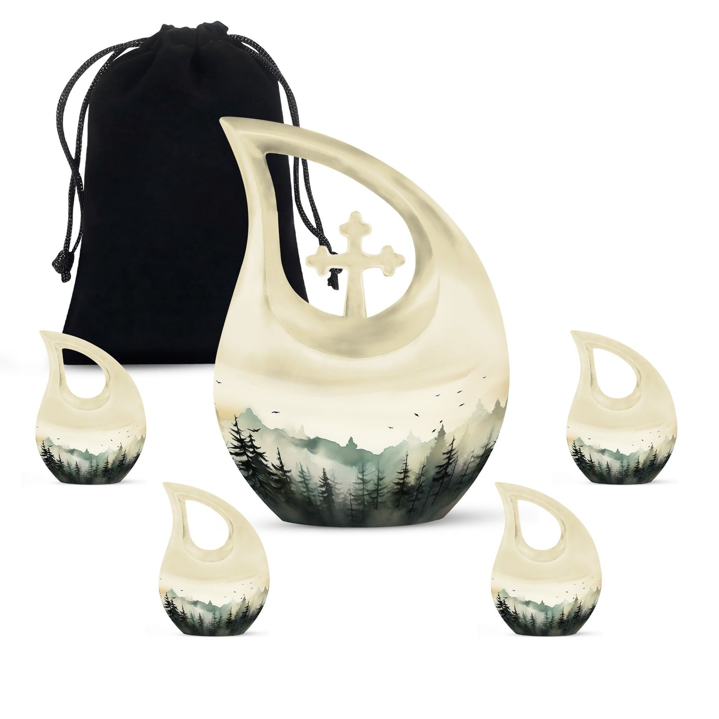 10-inch Wilderness Urn in Cross Drop design for ashes, 