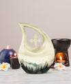 10-inch Wilderness Urn in Cross Drop design for ashes, 