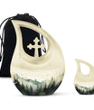 10-inch Wilderness Urn in Cross Drop design for ashes, 