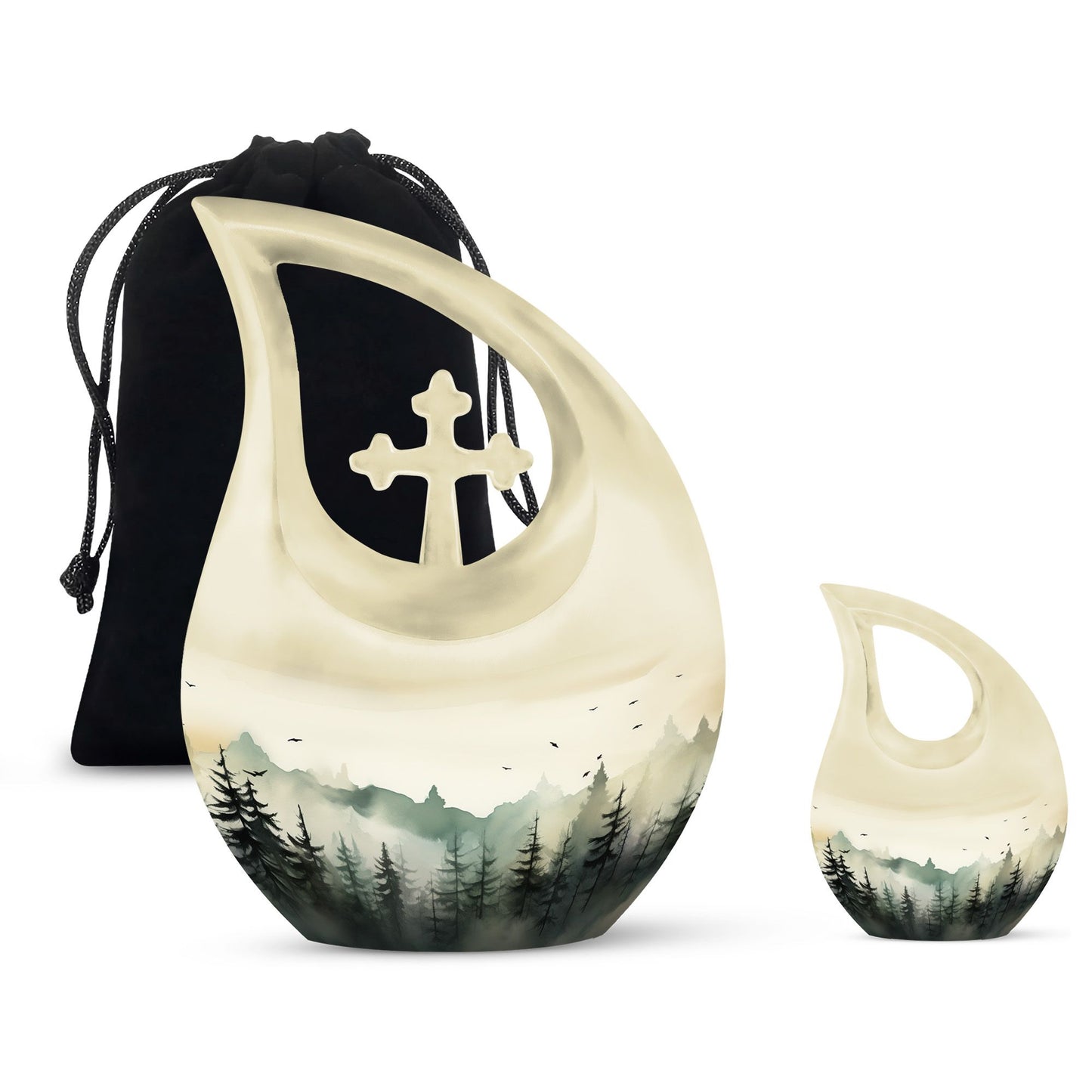 10-inch Wilderness Urn in Cross Drop design for ashes, 