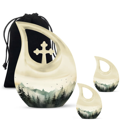 10-inch Wilderness Urn in Cross Drop design for ashes, 