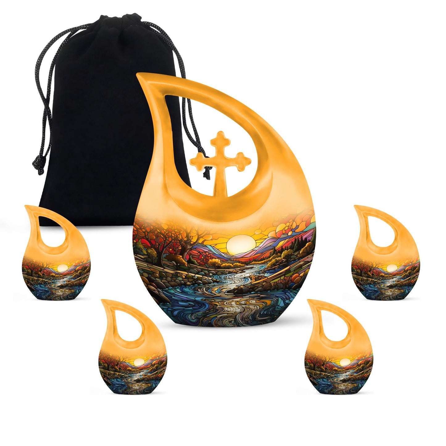 10-inch Wilderness Urn with Cross Drop design, 