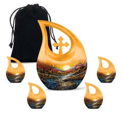 10-inch Wilderness Urn with Cross Drop design, 