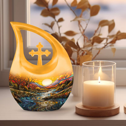 10-inch Wilderness Urn with Cross Drop design, 