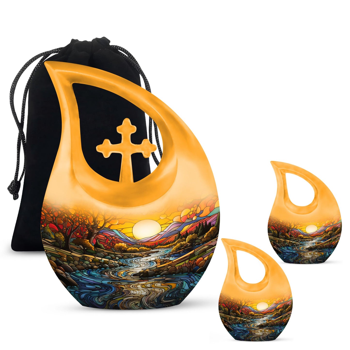 10-inch Wilderness Urn with Cross Drop design, 