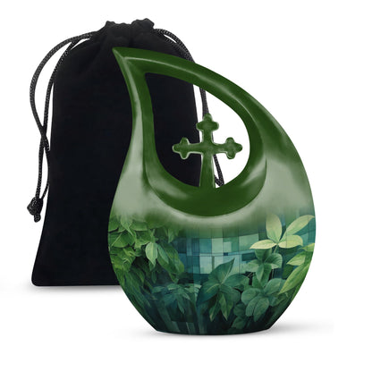 10 Inch Wilderness Urn, Medium Urn with Cross Drop 