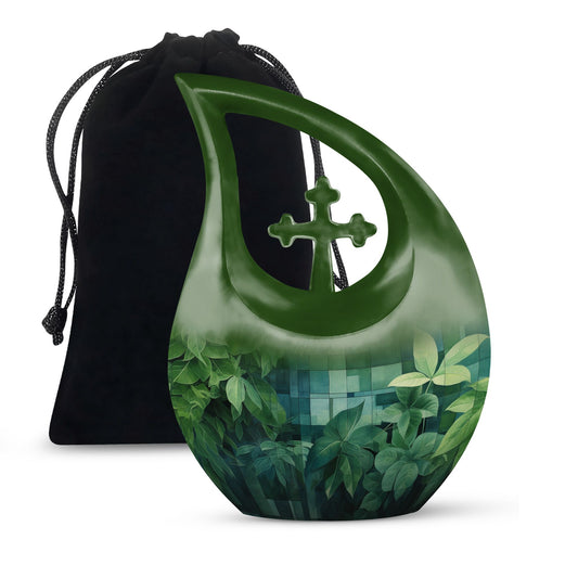10 Inch Wilderness Urn, Medium Urn with Cross Drop 