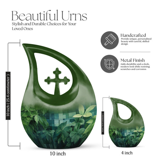 10 Inch Wilderness Urn, Medium Urn with Cross Drop 