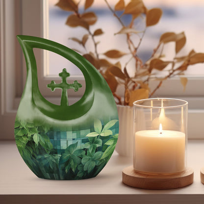 10 Inch Wilderness Urn, Medium Urn with Cross Drop 