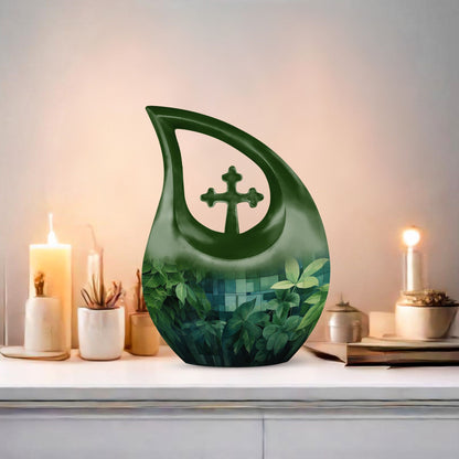 10 Inch Wilderness Urn, Medium Urn with Cross Drop 