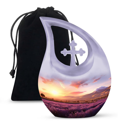 Cross Drop design Wilderness Urn, 10-Inch memorial 