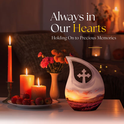 Cross Drop design Wilderness Urn, 10-Inch memorial 