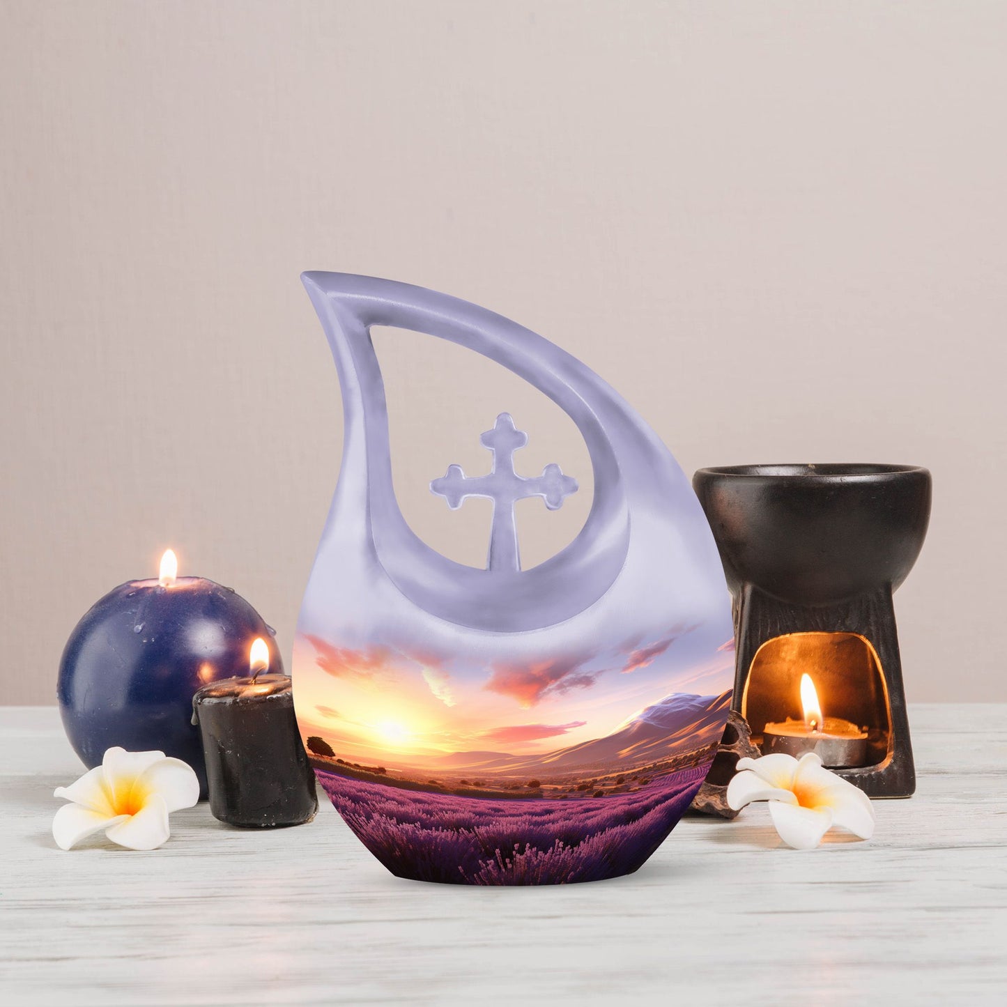 Cross Drop design Wilderness Urn, 10-Inch memorial 
