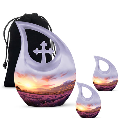 Cross Drop design Wilderness Urn, 10-Inch memorial 