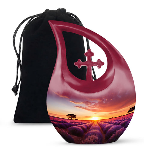 Wilderness Urn, 10 inch, Cross Drop design, Ideal for Outdoor Cremation Vaults