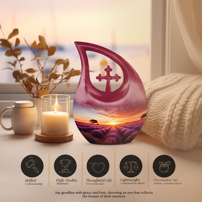 Wilderness Urn, 10 inch, Cross Drop design, Ideal for Outdoor Cremation Vaults