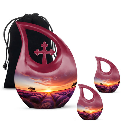 Wilderness Urn, 10 inch, Cross Drop design, Ideal for Outdoor Cremation Vaults