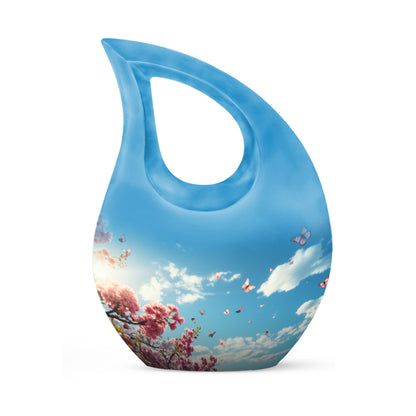 10 inch Wilderness urn for ashes with Cross-drop design