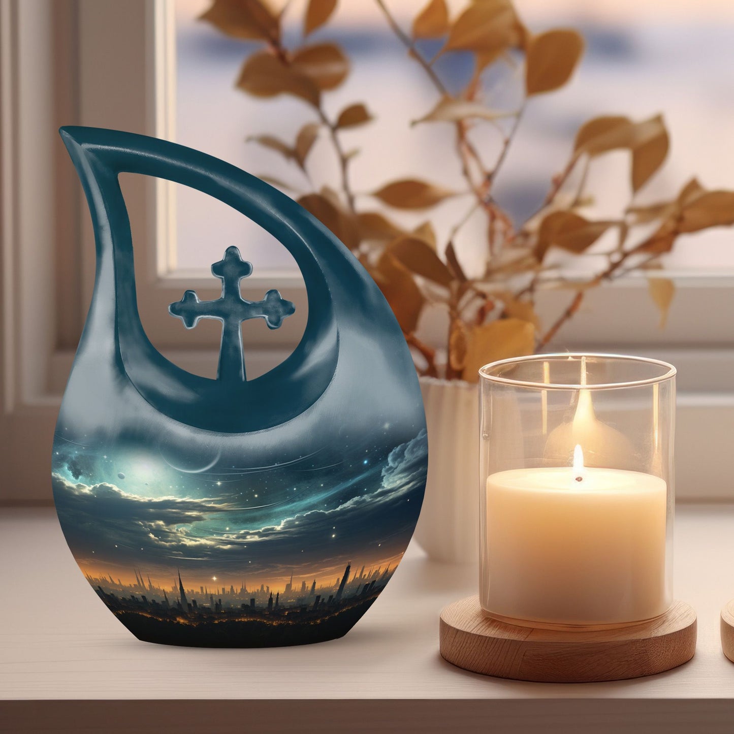 Custom Made Wilderness Urn with Cross Drop design, 