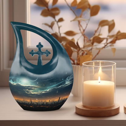 Custom Made Wilderness Urn with Cross Drop design, 