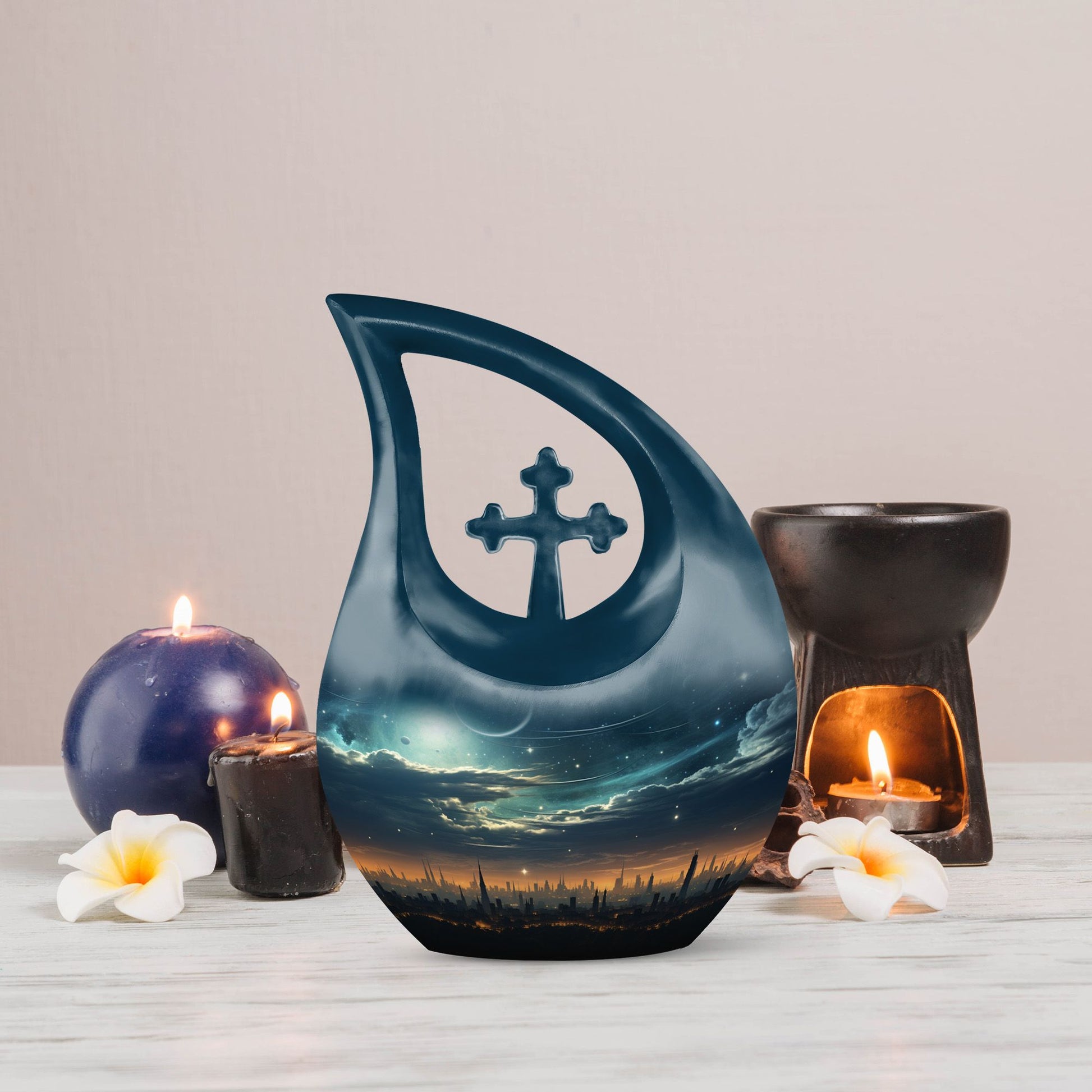Custom Made Wilderness Urn with Cross Drop design, 