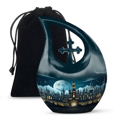 10-inch Wilderness Urn with Cross Drop