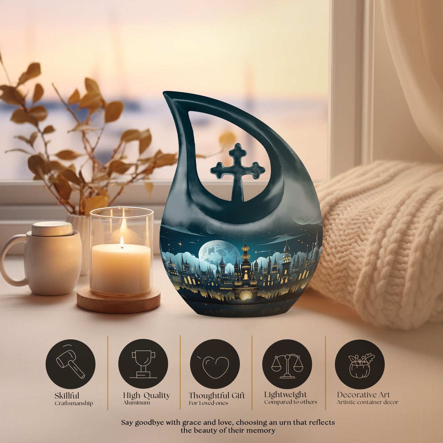 10-inch Wilderness Urn with Cross Drop
