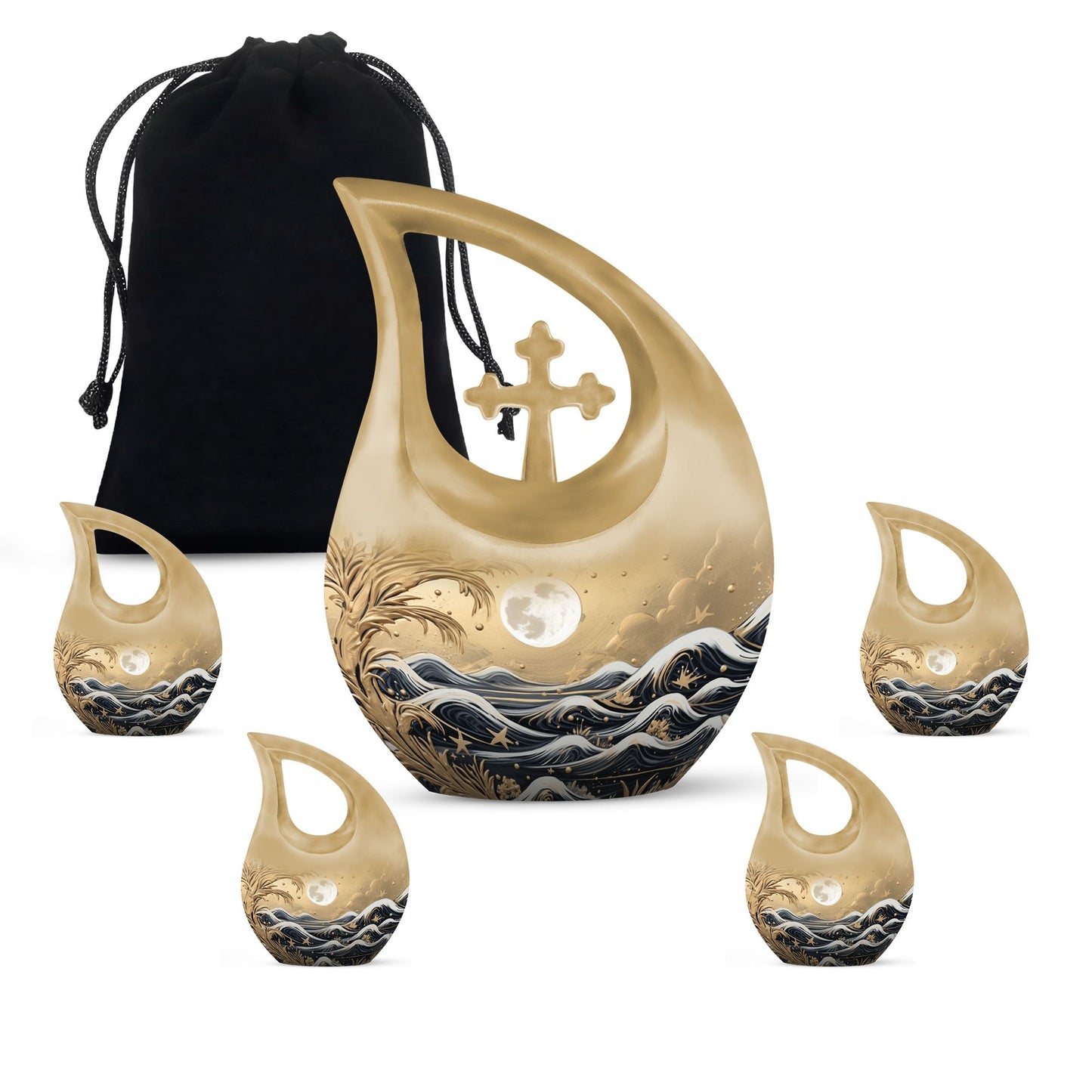10 inch Wilderness Urn with Cross Drop design 