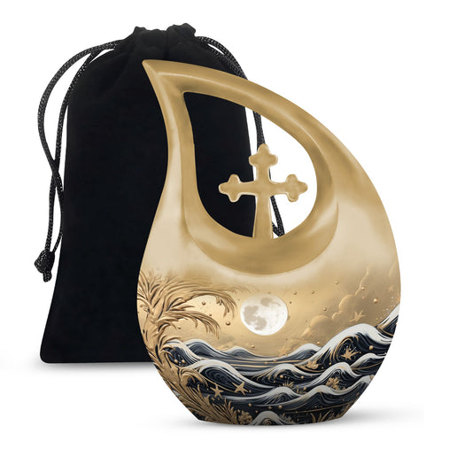 10 inch Wilderness Urn with Cross Drop design 