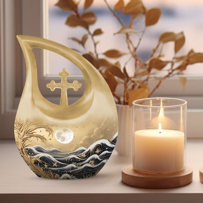 10 inch Wilderness Urn with Cross Drop design 