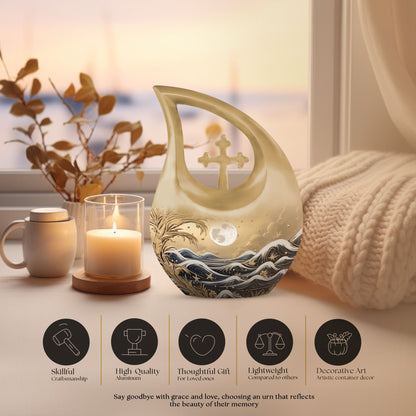 10 inch Wilderness Urn with Cross Drop design 
