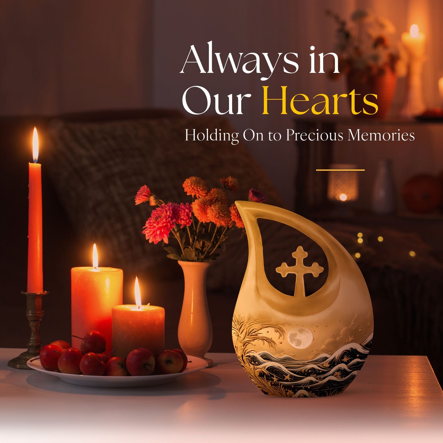 10 inch Wilderness Urn with Cross Drop design 