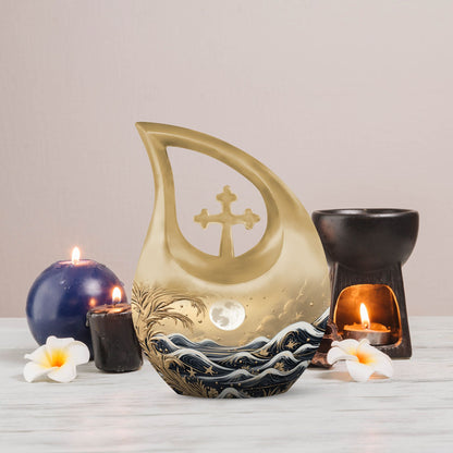 10 inch Wilderness Urn with Cross Drop design 