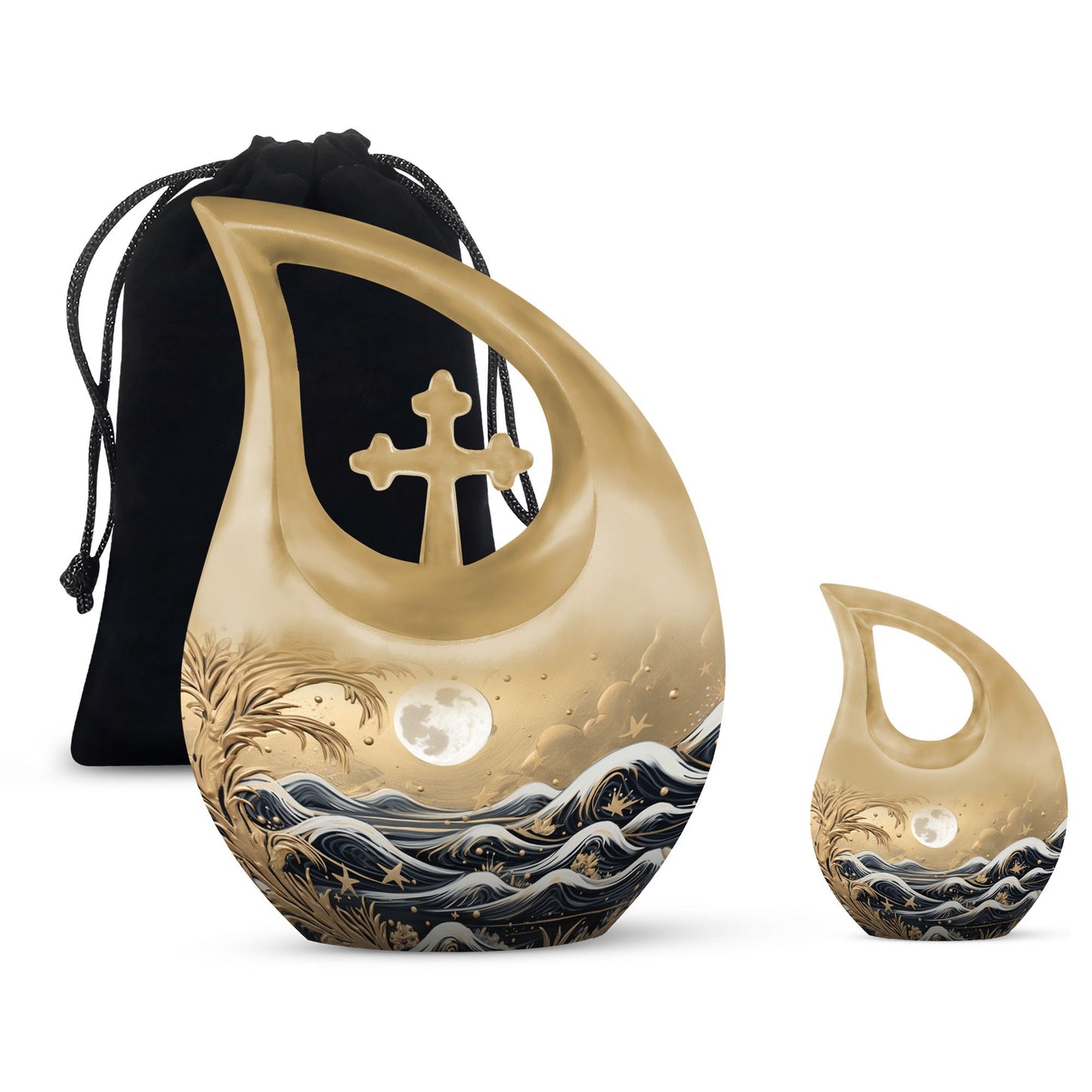 10 inch Wilderness Urn with Cross Drop design 