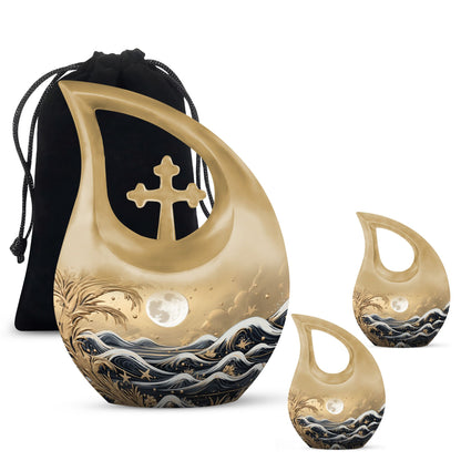 10 inch Wilderness Urn with Cross Drop design 