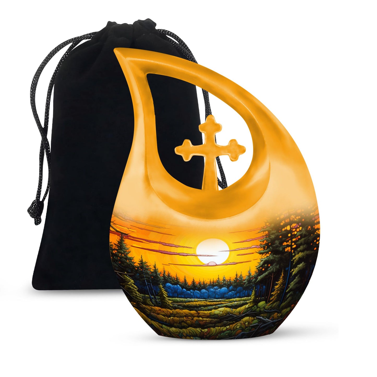 Large 10-inch Wilderness Urn with Cross Drop