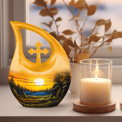 Large 10-inch Wilderness Urn with Cross Drop