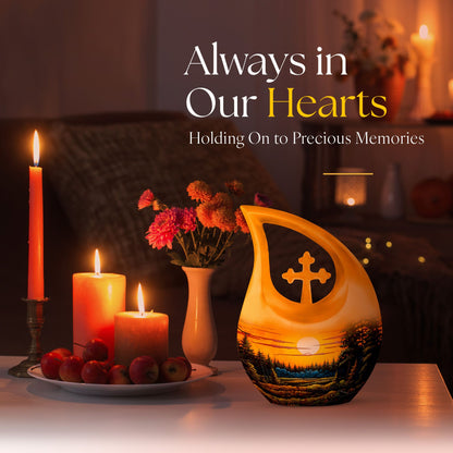 Large 10-inch Wilderness Urn with Cross Drop