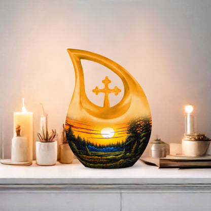 Large 10-inch Wilderness Urn with Cross Drop