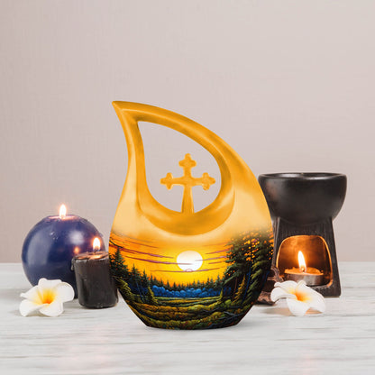 Large 10-inch Wilderness Urn with Cross Drop