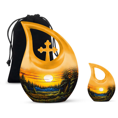 Large 10-inch Wilderness Urn with Cross Drop