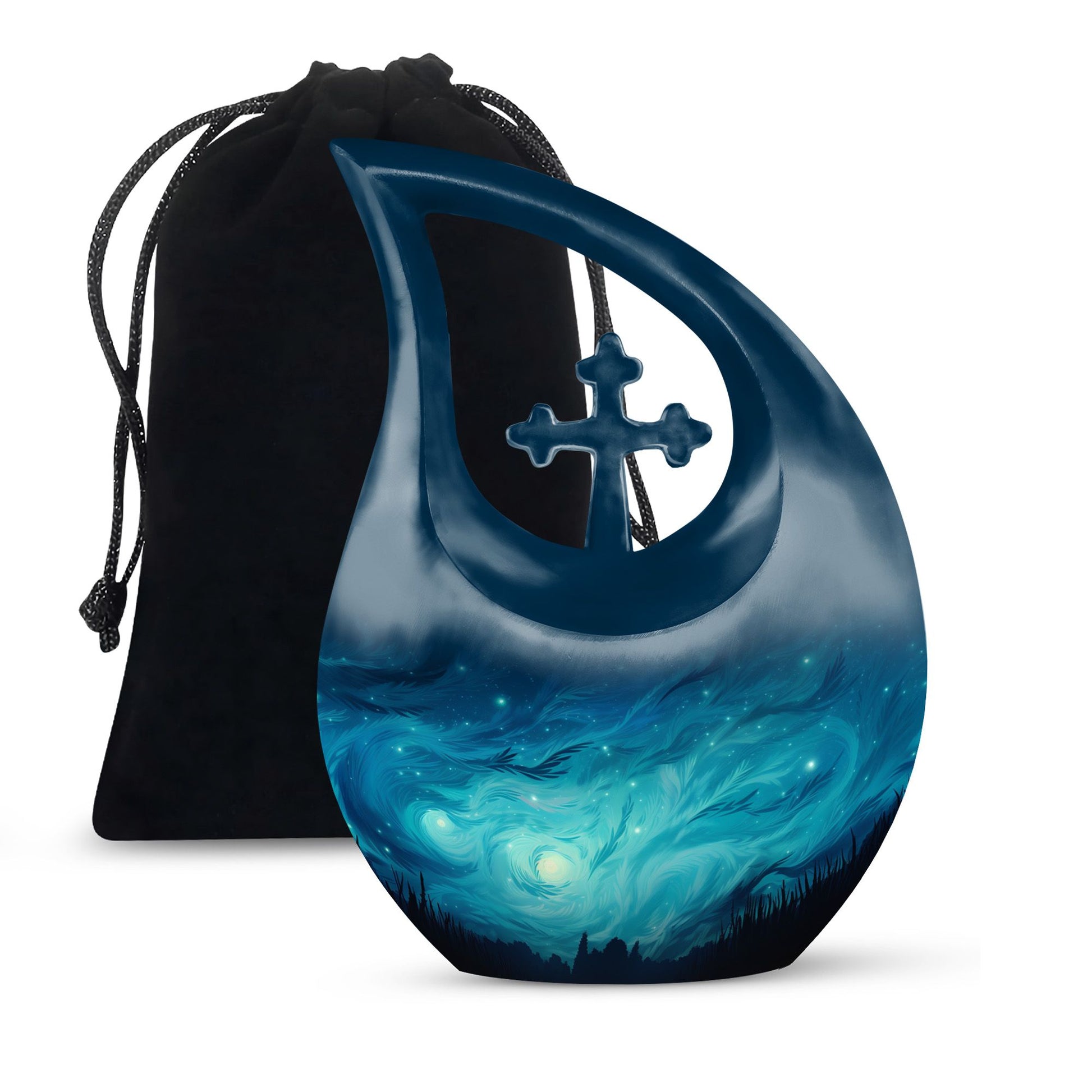 10-inch Wilderness Urn with Cross Drop design, 