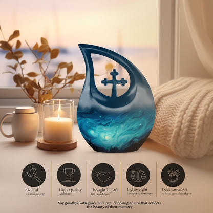 10-inch Wilderness Urn with Cross Drop design, 