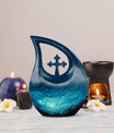 10-inch Wilderness Urn with Cross Drop design, 