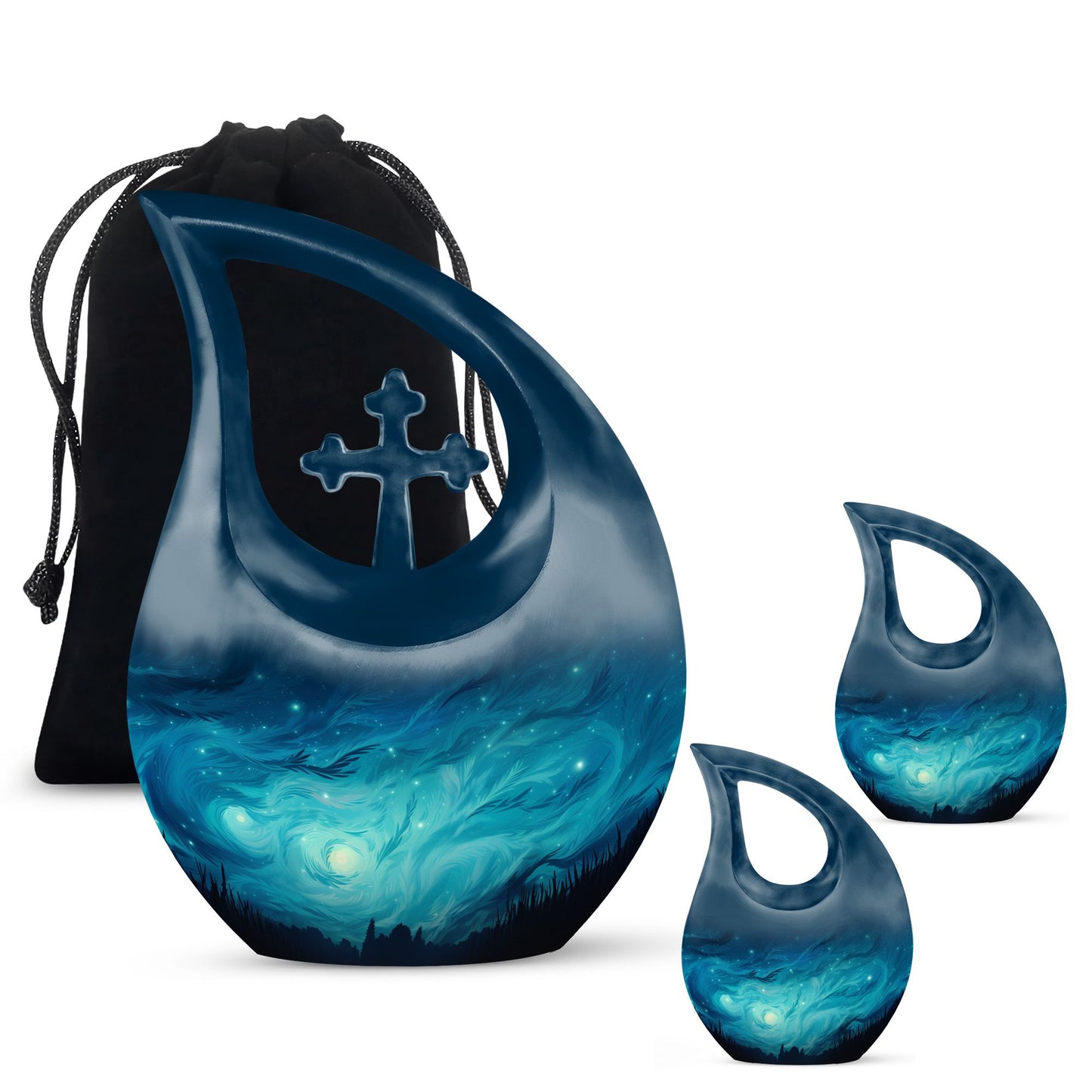 10-inch Wilderness Urn with Cross Drop design, 