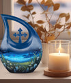 Affordable Cross Drop Wilderness Urn, 10-inch aluminium, 