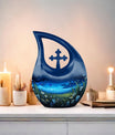 Affordable Cross Drop Wilderness Urn, 10-inch aluminium, 