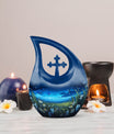 Affordable Cross Drop Wilderness Urn, 10-inch aluminium, 