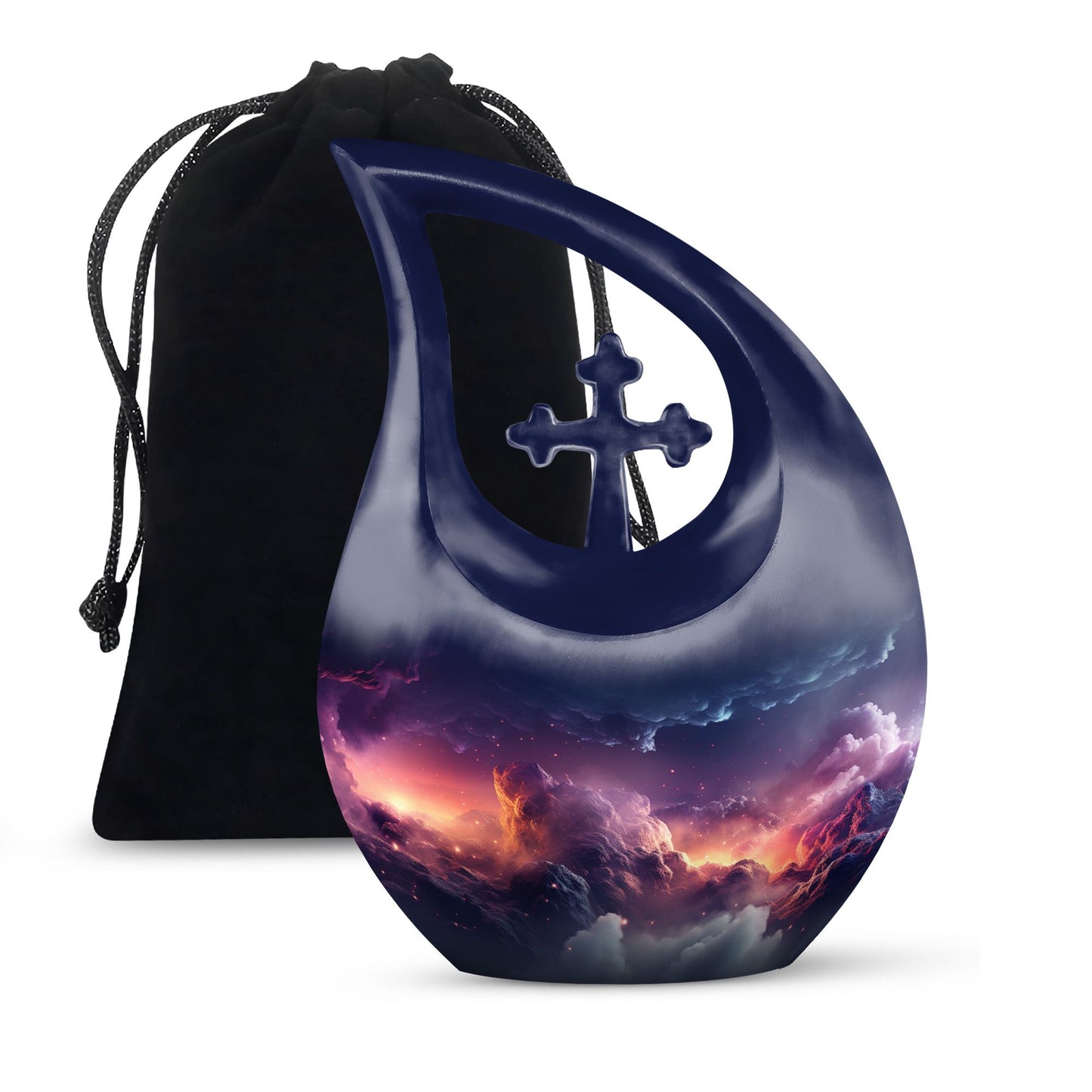 10-inch Aurora Urn, Cross Drop design, keepsake cremation 